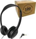 SmithOutlet Headphones Bulk 100-Pack for Classroom Use - Durable Bulk