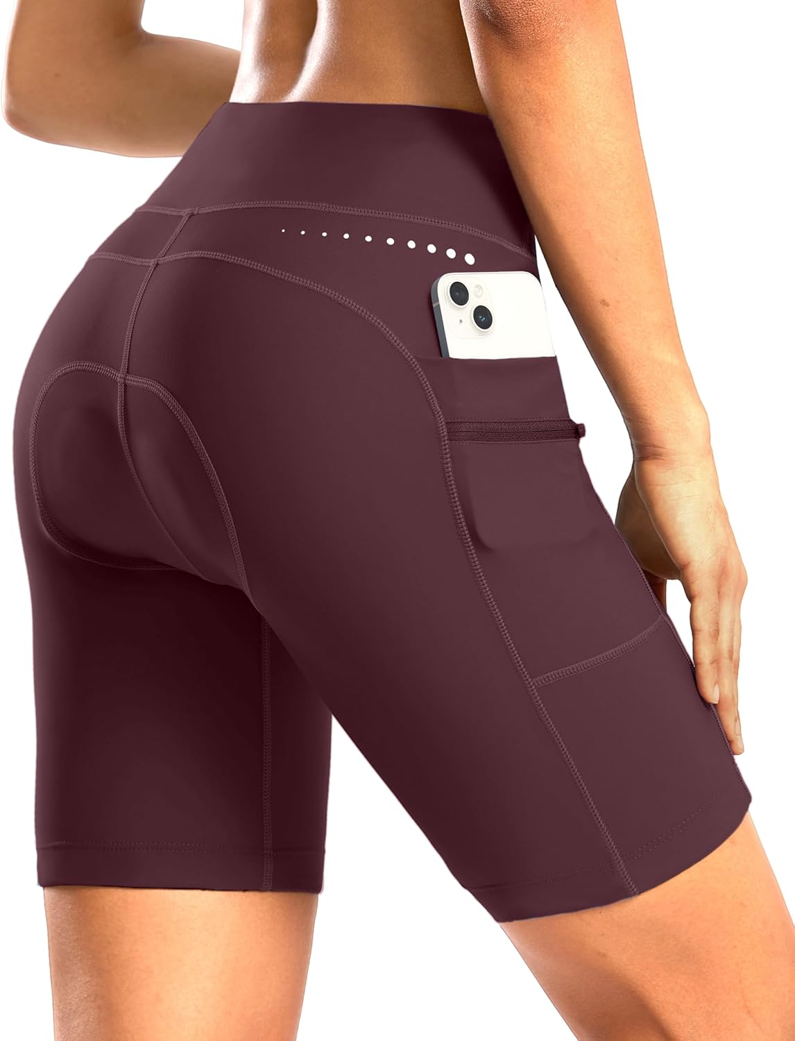 Women's 4D Padded Bike Shorts with Zipper Pockets for Comfort