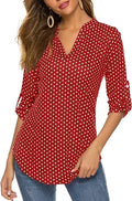 Halife Women's Roll Up 3/4 Sleeve Floral Print Tunic Blouse