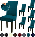 Stretch Dining Room Chair Covers Set of 6 in Peacock Blue