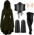 Renaissance Fairy Costume Set Women Hooded Robe with Accessories