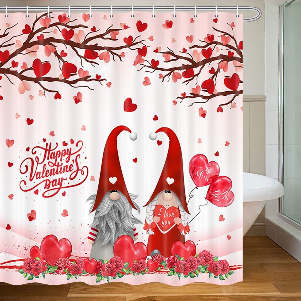Romantic Gnome Couple Shower Curtain Set