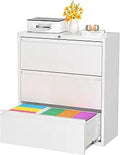 Superday File Cabinet 3 Drawer Lateral - Lockable White Steel