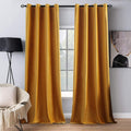 Blackout Velvet Curtains 2 Panels Mustard Yellow 52 x 84 in - Thermal