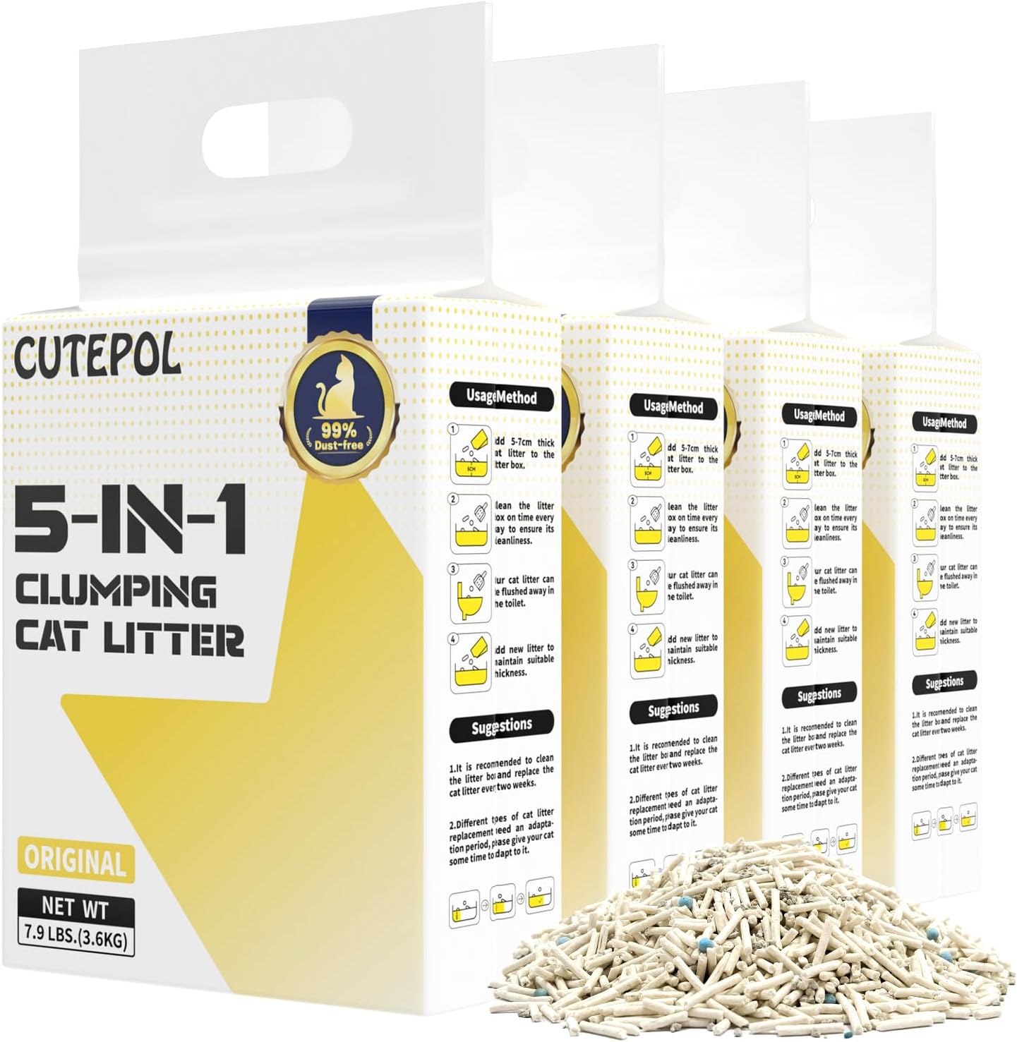 Mixed 5-in-1 Clumping Cat Litter for Odor Control and Easy Scooping