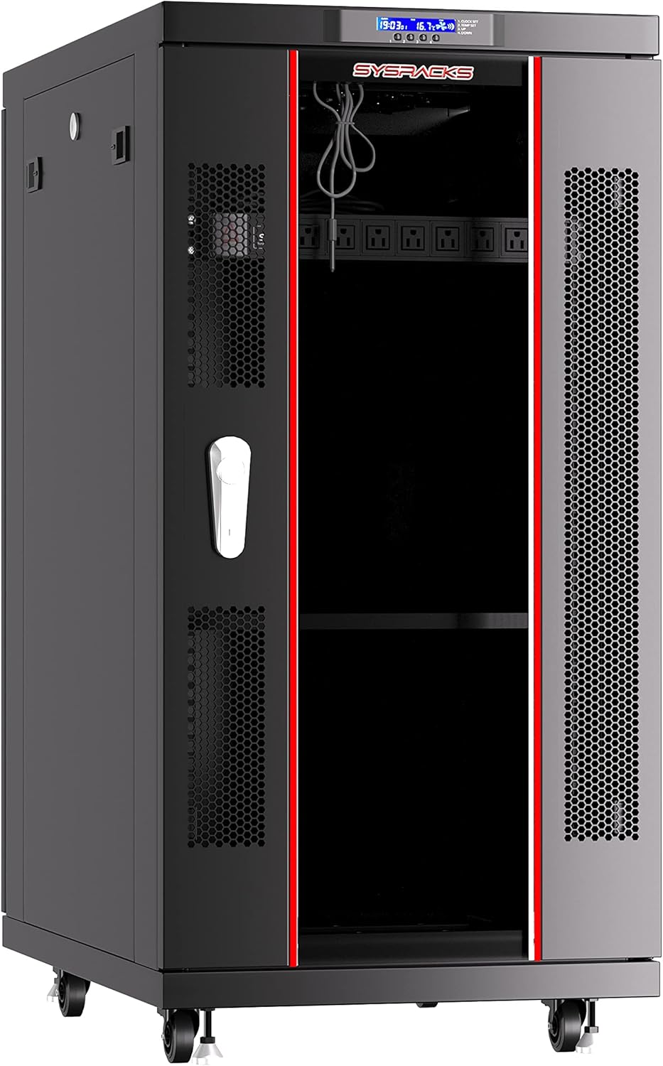 Sysracks 18U Server Rack Cabinet with Locking Doors and Wheels