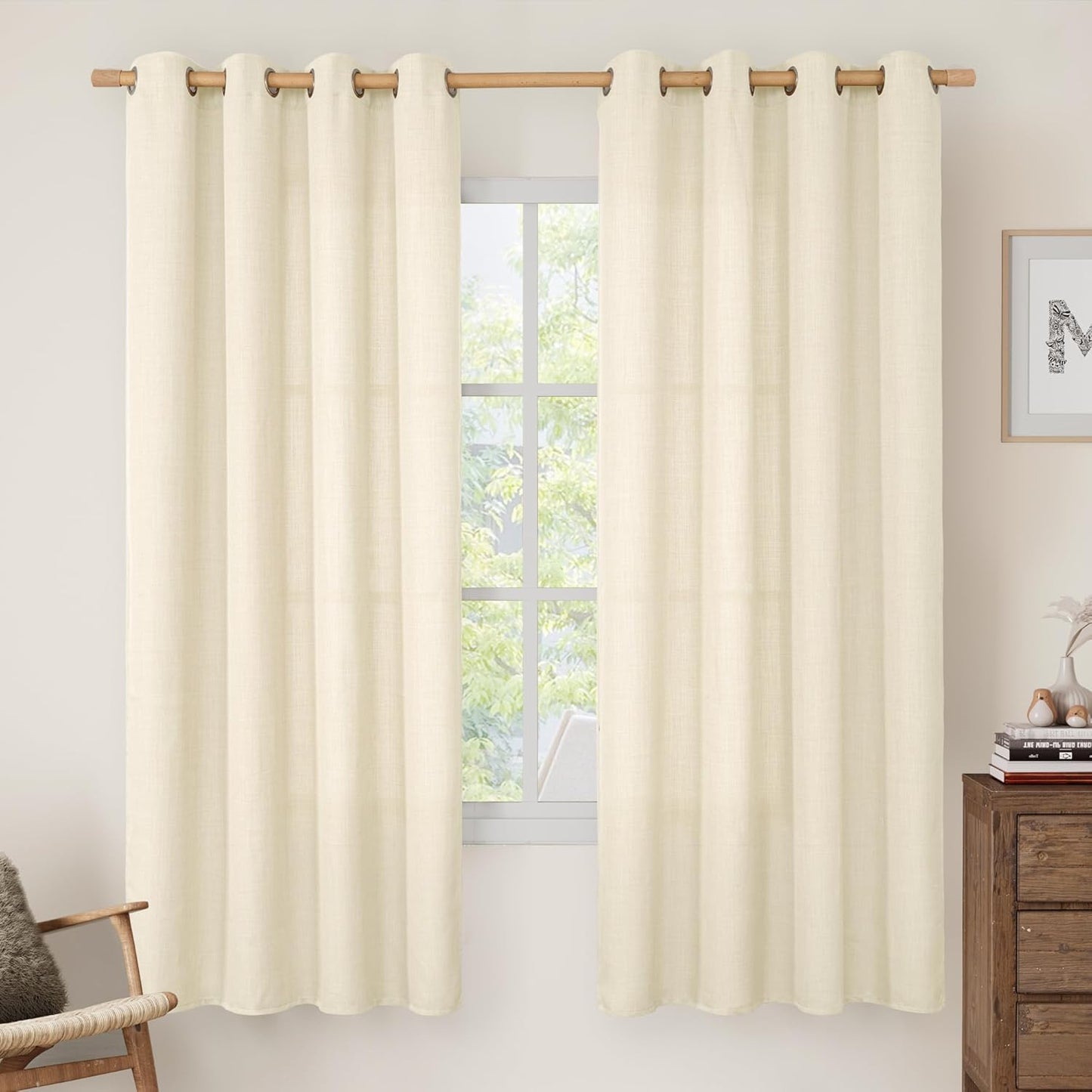 LAMIT 72 Inch Linen Curtains for Bedroom and Living Room