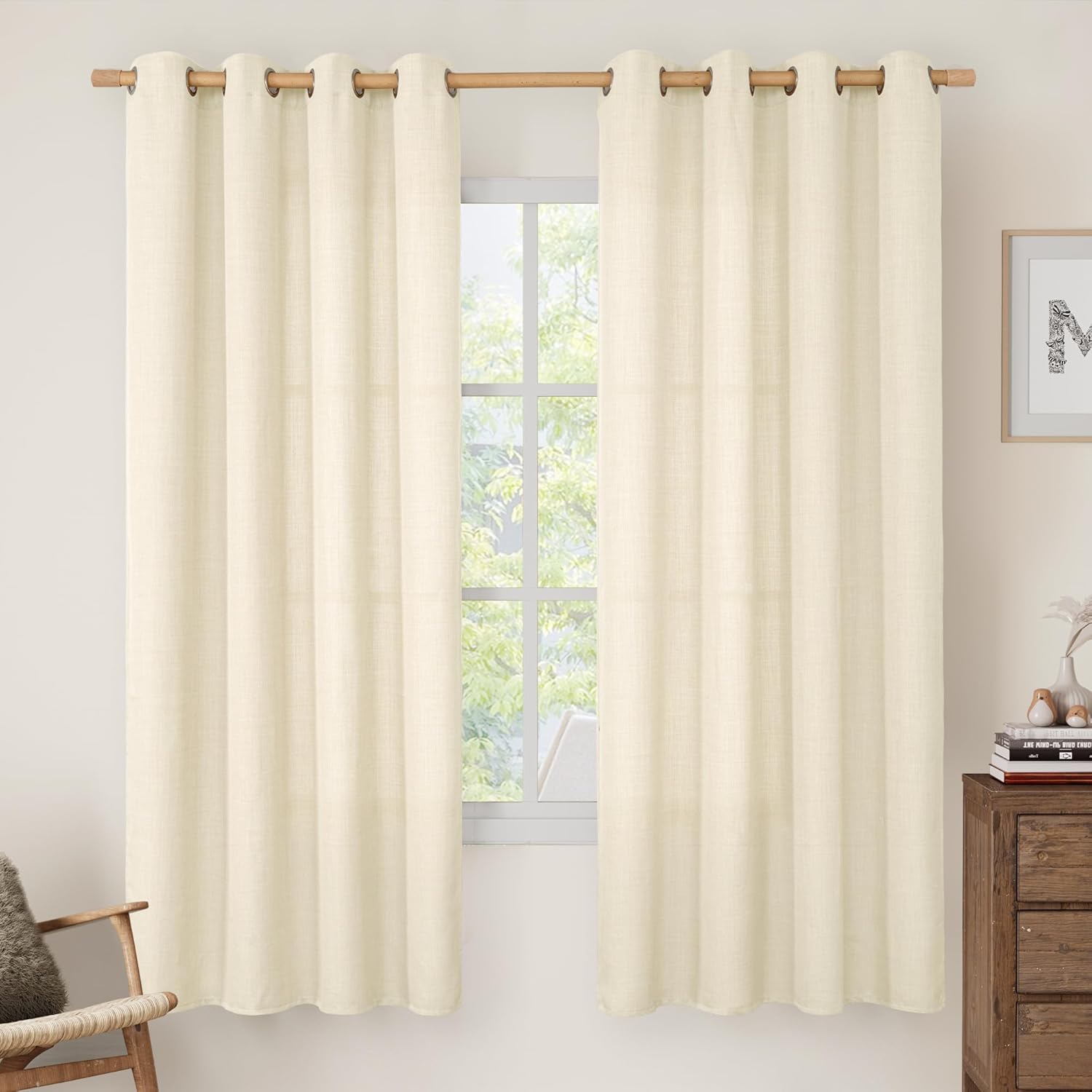 LAMIT 72 Inch Linen Curtains for Bedroom and Living Room