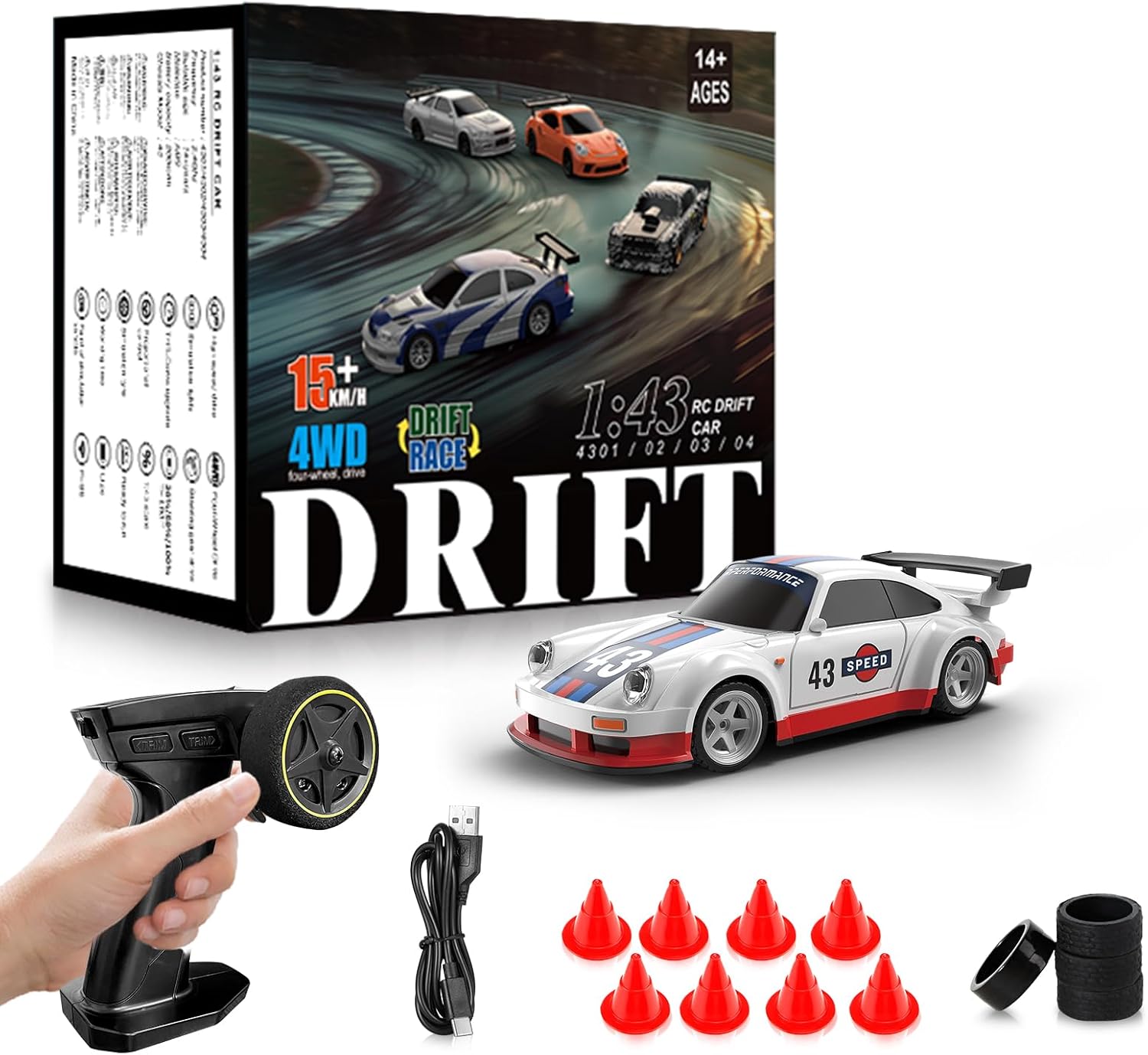 1/43 Mini RC Drift Car with Gyroscope for High Speed Racing