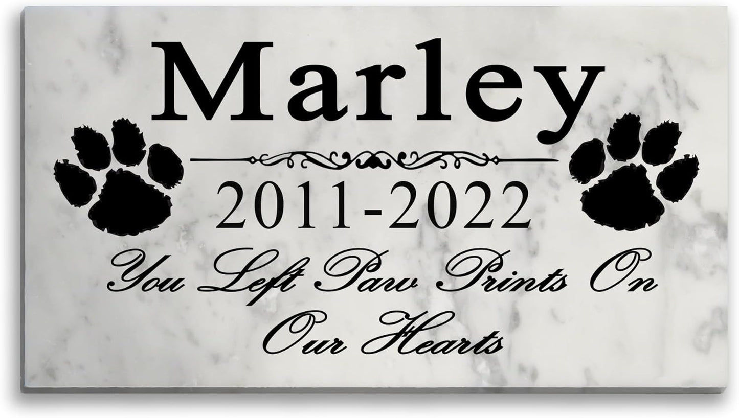 Personalized Pet Memorial Plaque for Dogs - Solid Marble Stone