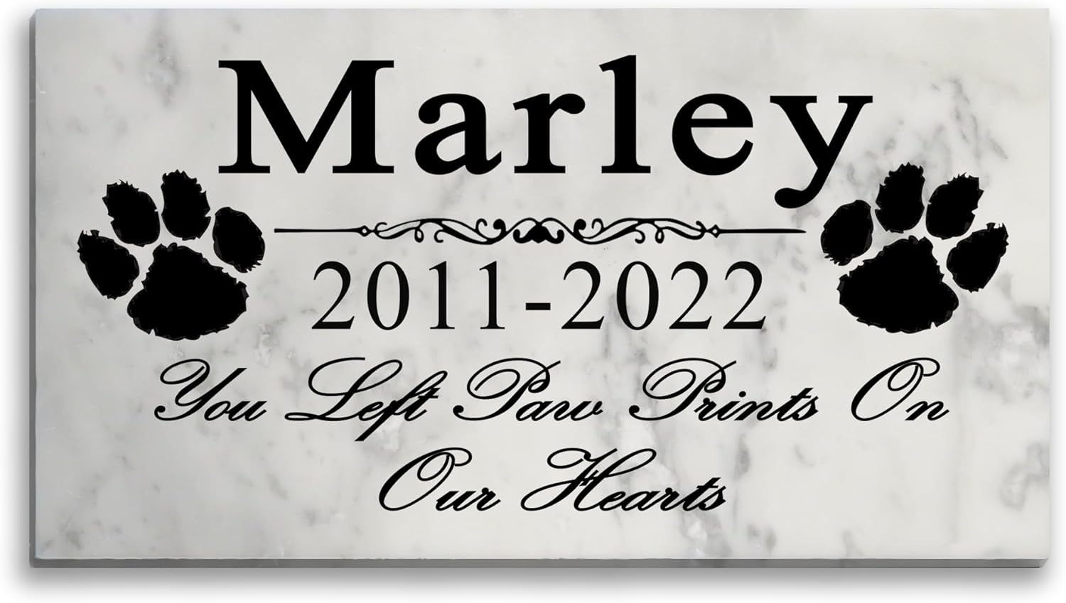 Personalized Pet Memorial Plaque for Dogs - Solid Marble Stone