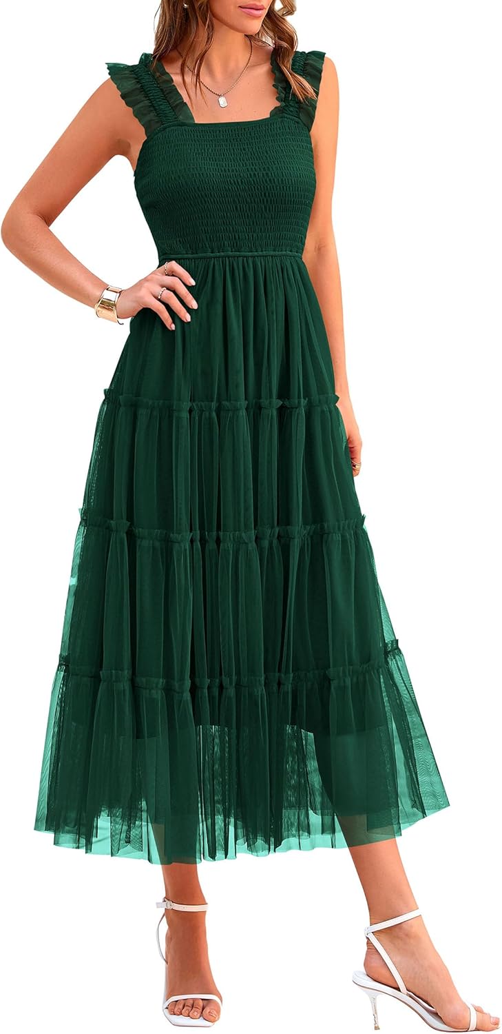PRETTYGARDEN Women's Summer Tulle Midi Dress for Every Occasion