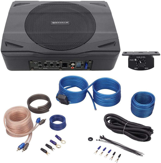 Rockville SS8P Bundle: 400-Watt Slim Under-Seat Subwoofer