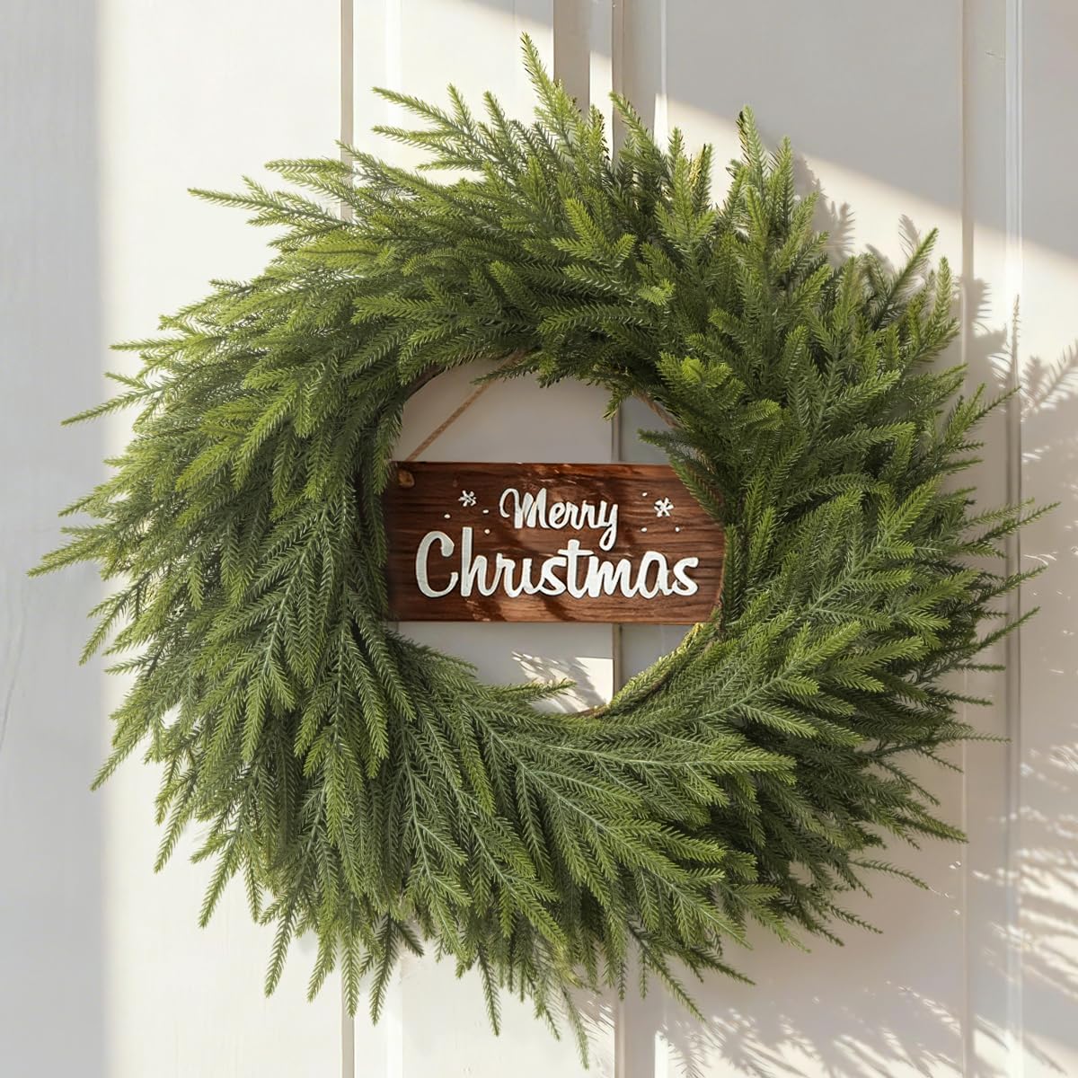 24 Inch Real Touch Christmas Wreath for Front Door Decor