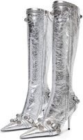 Stiletto Black Knee High Boots for Women - Pointed Toe 9.5cm Heel
