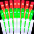 Glow LED Foam Sticks 48 Pack - Bright Green White Red Party Wands
