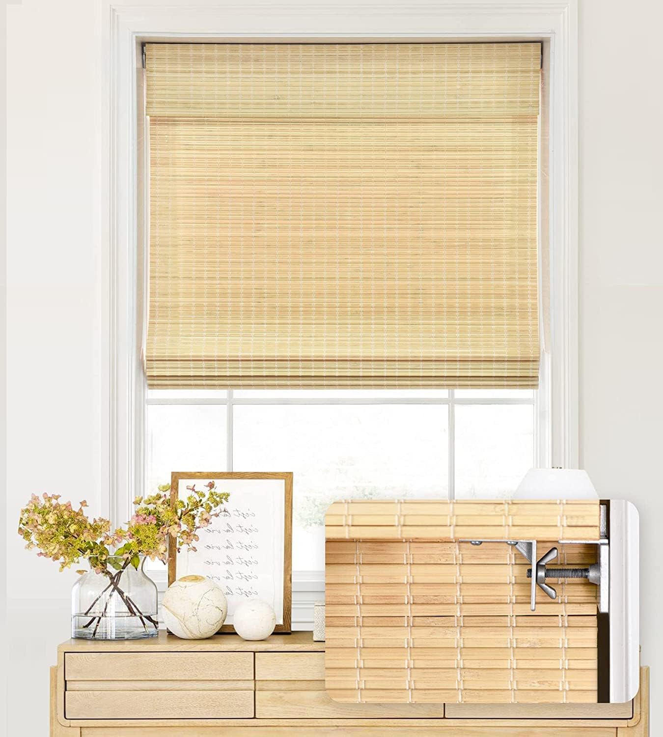Cordless Bamboo Roman Shades for Easy Installation and Privacy