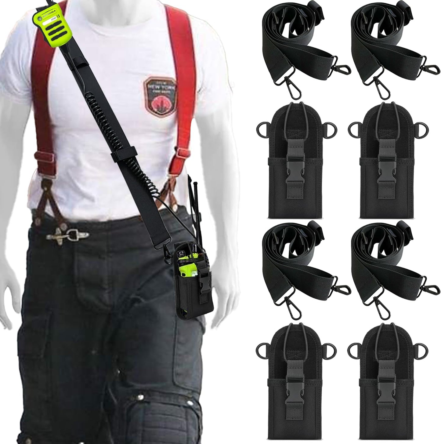 4 Pack Radio Strap and Holder Bundle Set for All Professionals