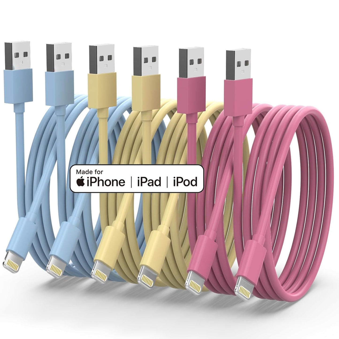 [Apple MFi Certified] 6-Pack Lightning Cables: Fast Charging for iPhone
