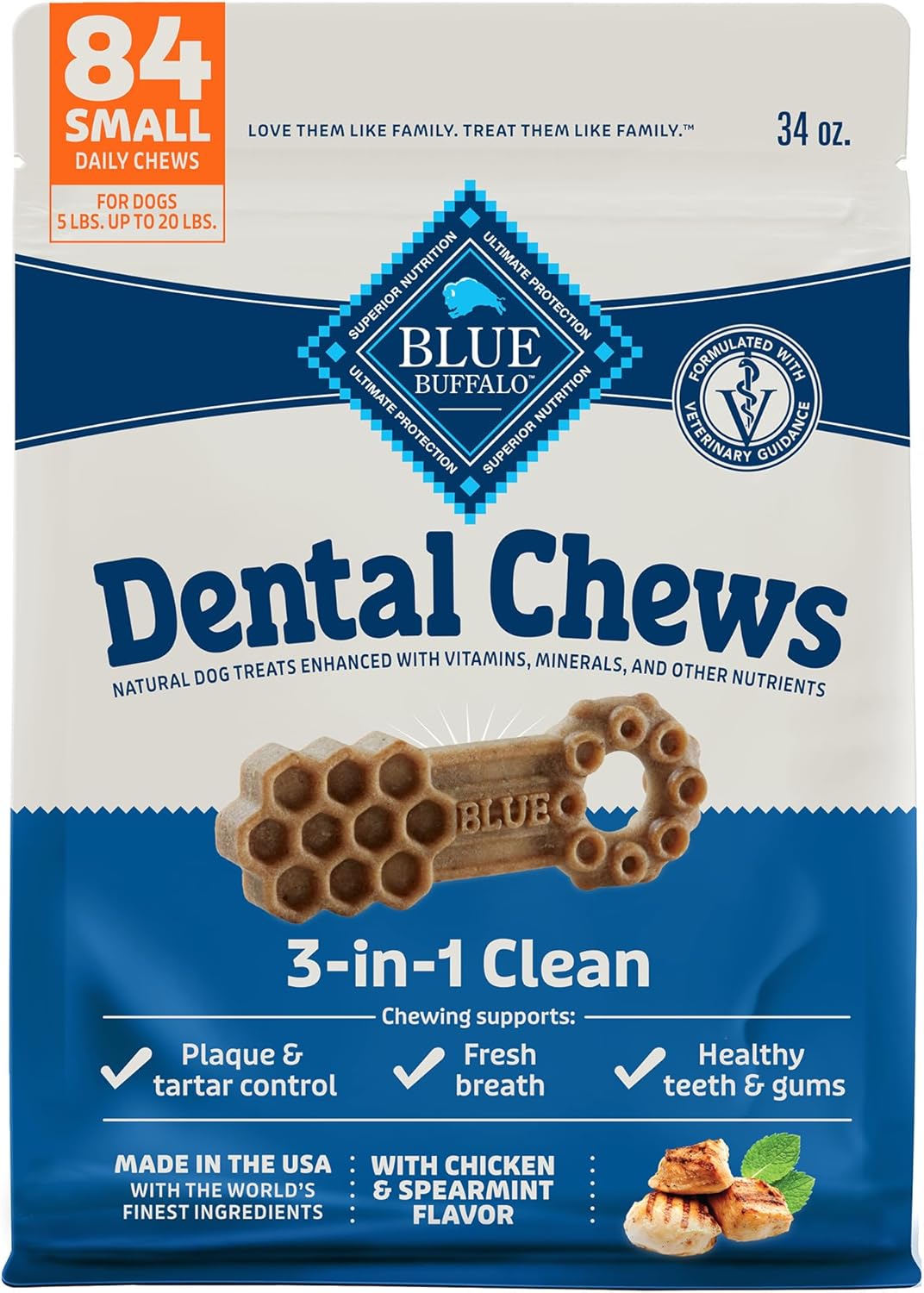Blue Buffalo Small Dental Chews for Dogs - Daily Care Treats