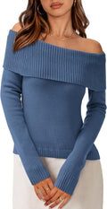 Off The Shoulder Sweater for Women - Cozy Ribbed Pullover Crafted
