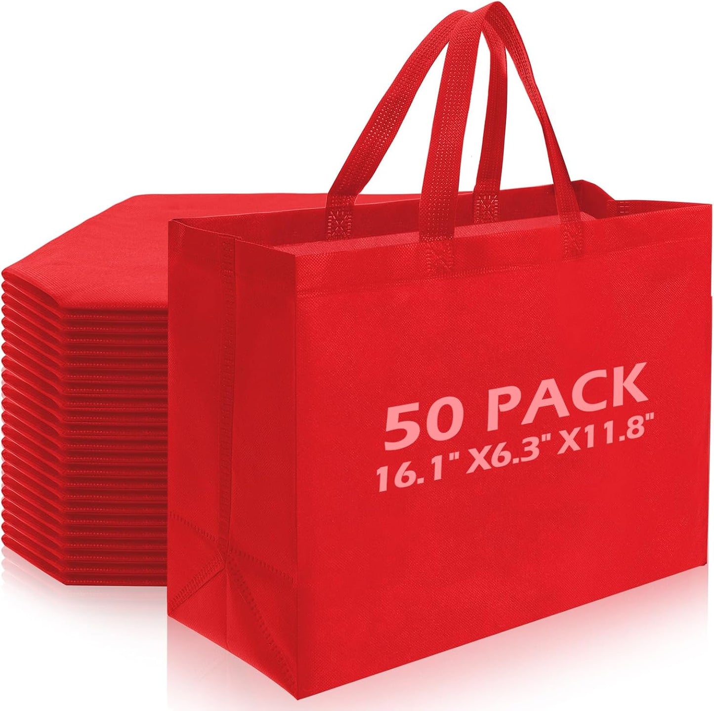50 Pcs Extra Large Reusable Tote Bags for Grocery Shopping
