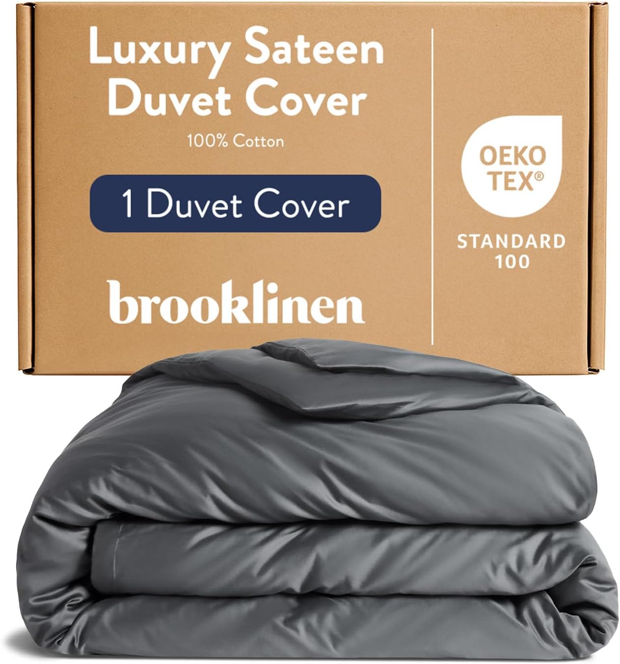 Luxury Sateen Duvet Cover King Size in Slate Grey for Comfort