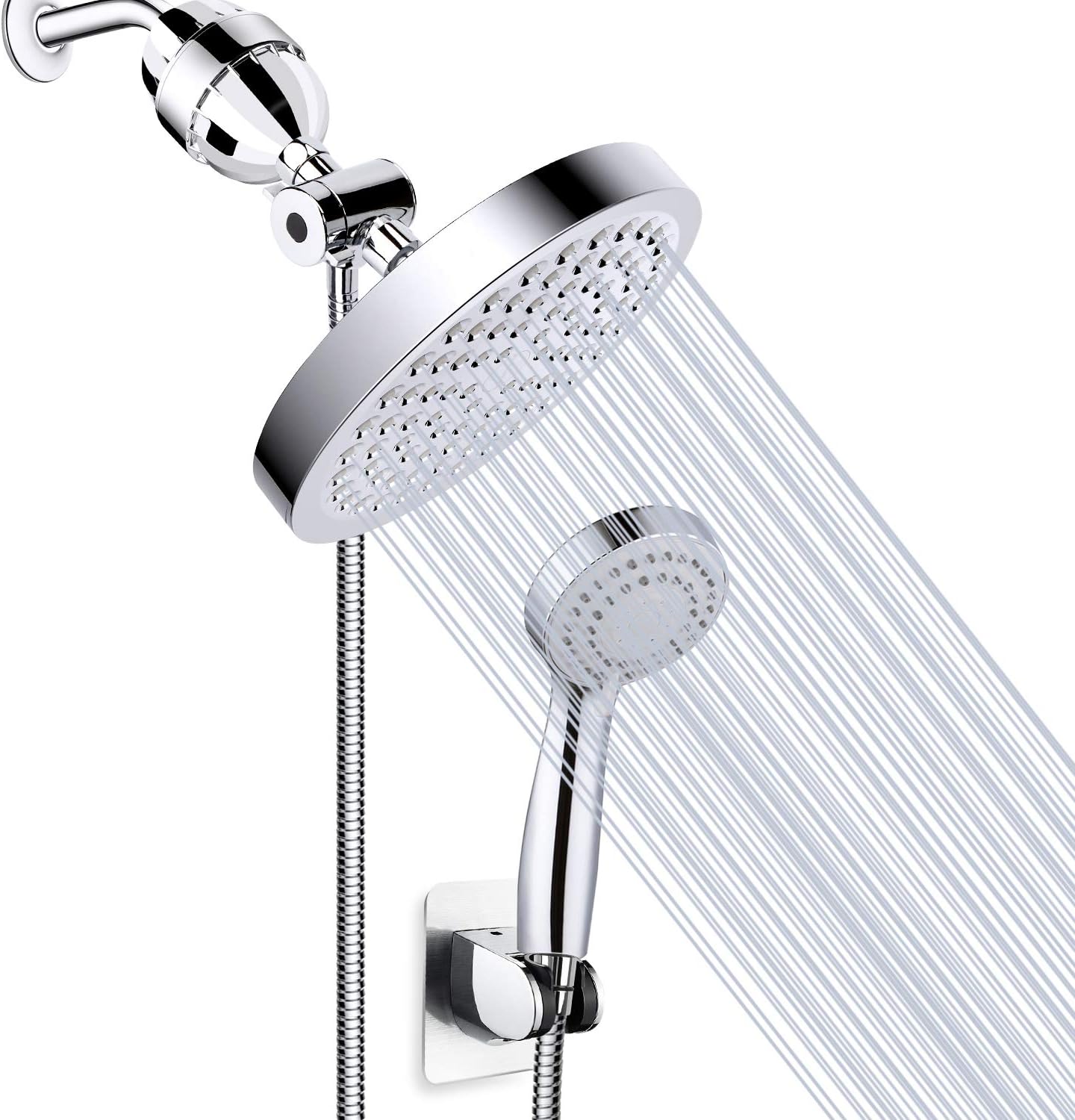 High Pressure Rainfall Shower Head with Handheld Filter Combo