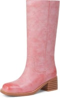 Mid Calf Boots for Women Chunky Block Heel Square Toe (Style FBR1)