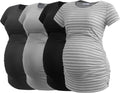 Smallshow Women's Maternity Shirts 4 Pack for Pregnancy Comfort