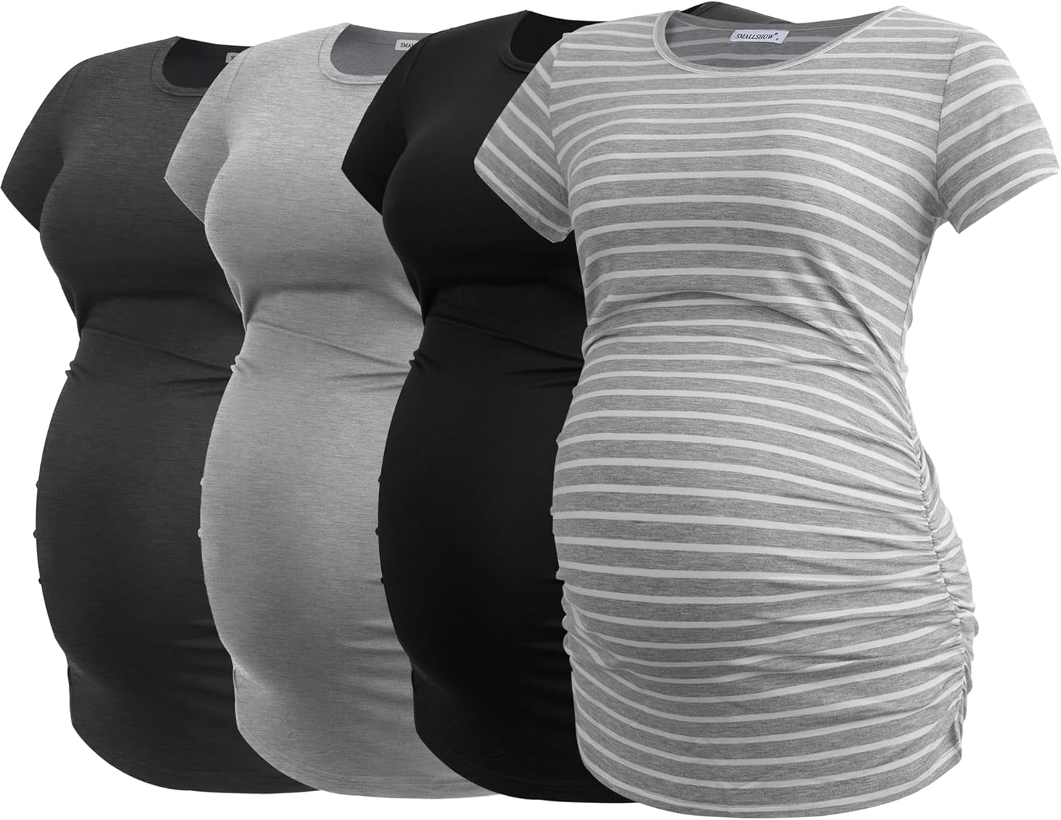 Smallshow Women's Maternity Shirts 4 Pack for Pregnancy Comfort
