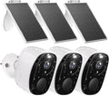 3pcs Solar Security Cameras Wireless Outdoor 2K WiFi - Color Night