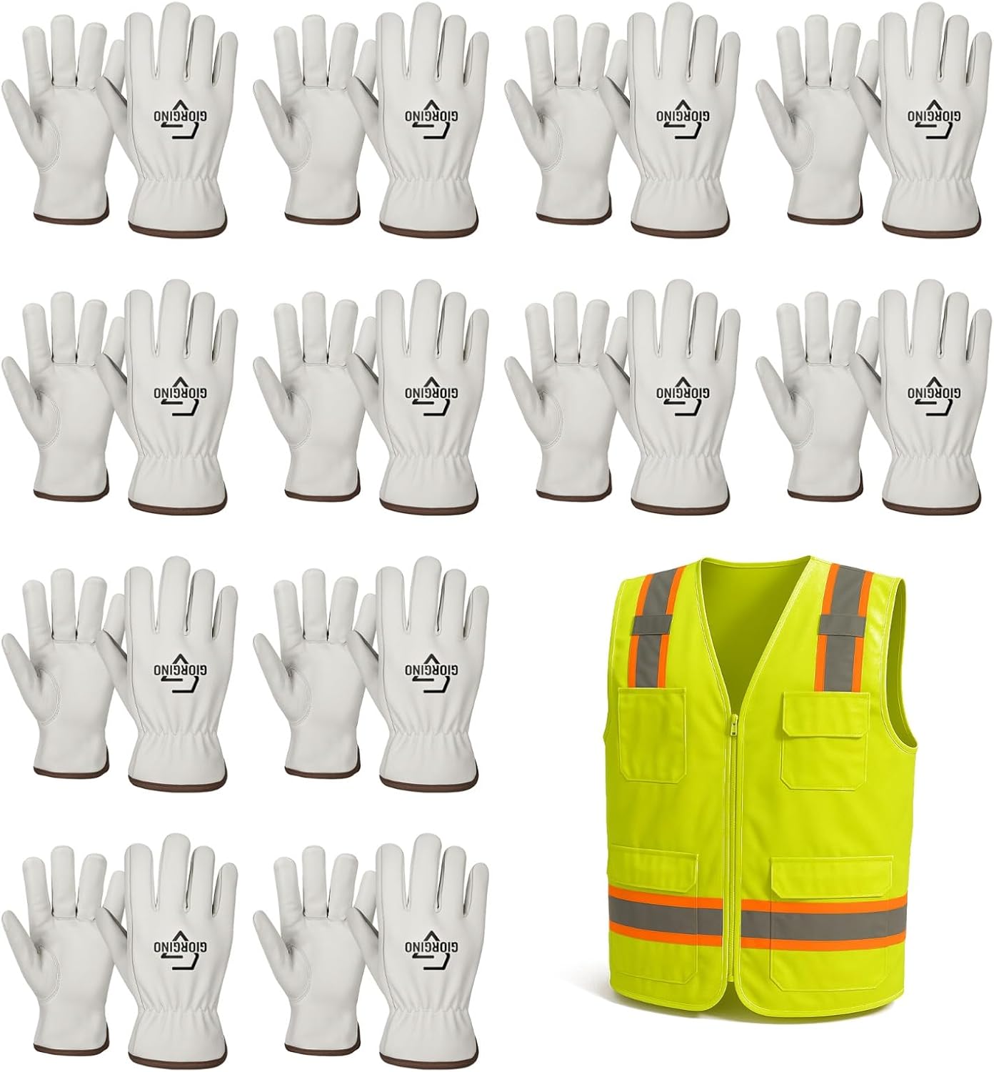 Giorgino Leather Work Gloves for Heavy Duty Tasks & Safety