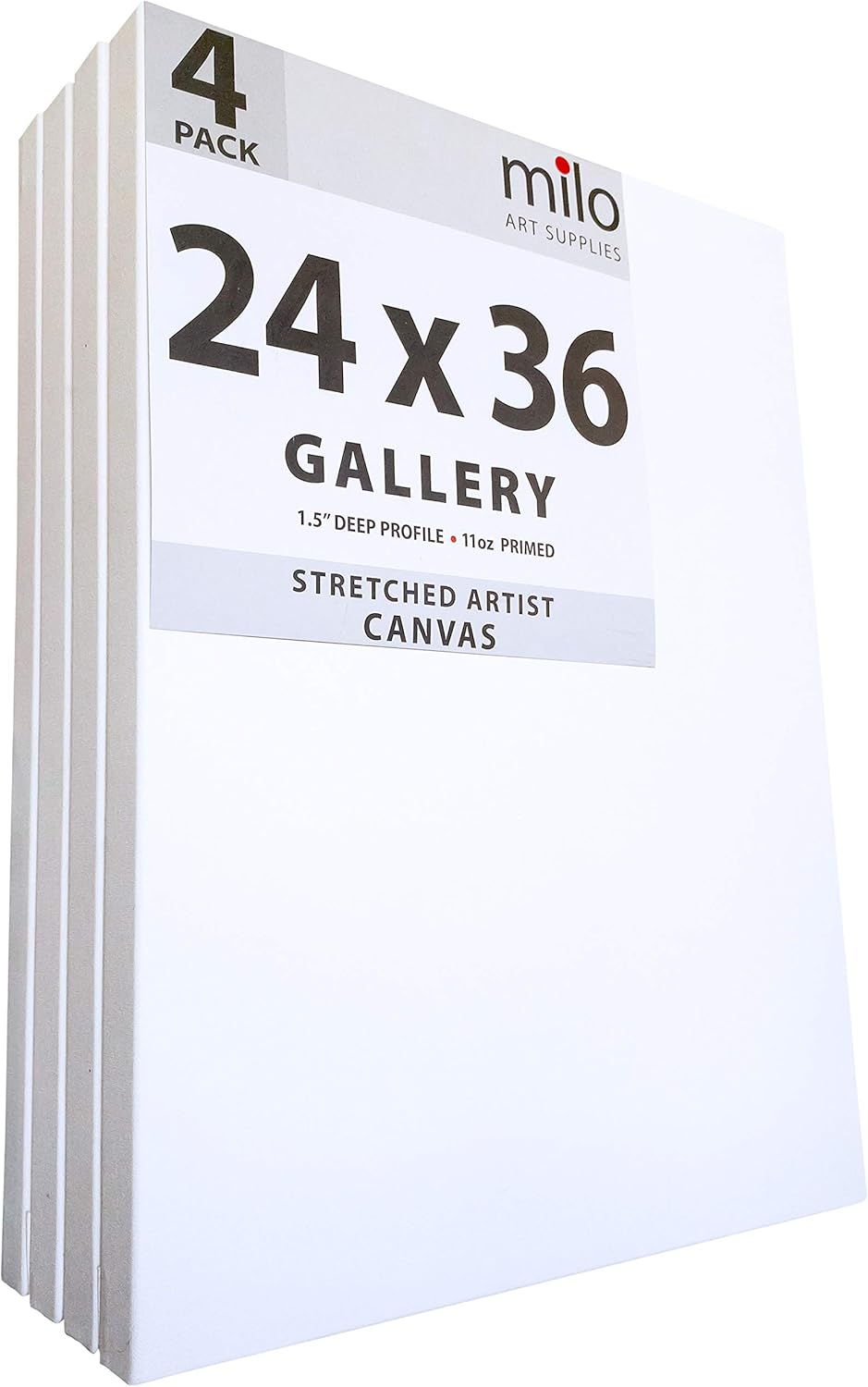 Milo Stretched Artist Canvas 24x36 in 4 Pack for Painting