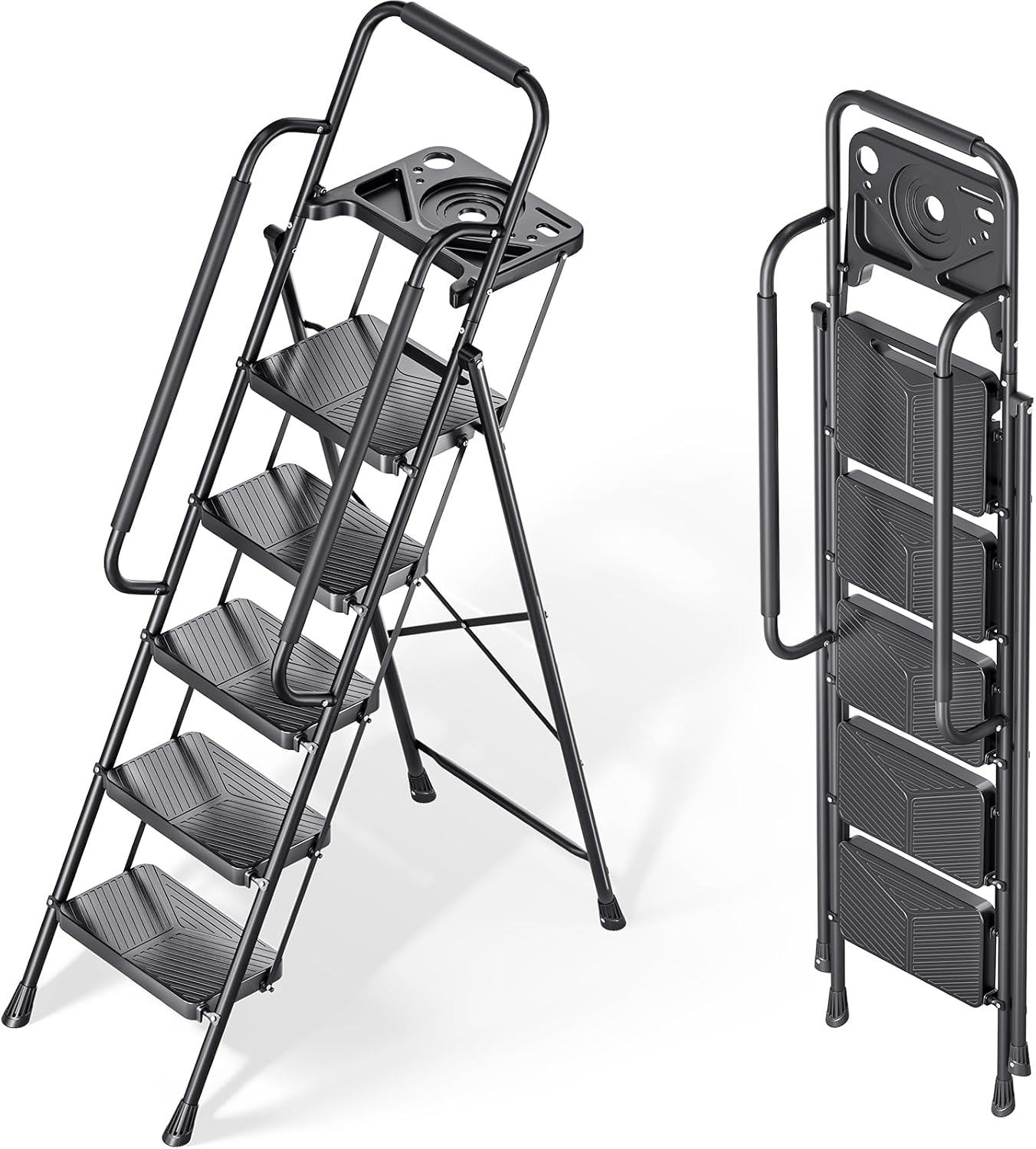 KINGRACK Folding 5 Step Ladder for Home and Kitchen Use