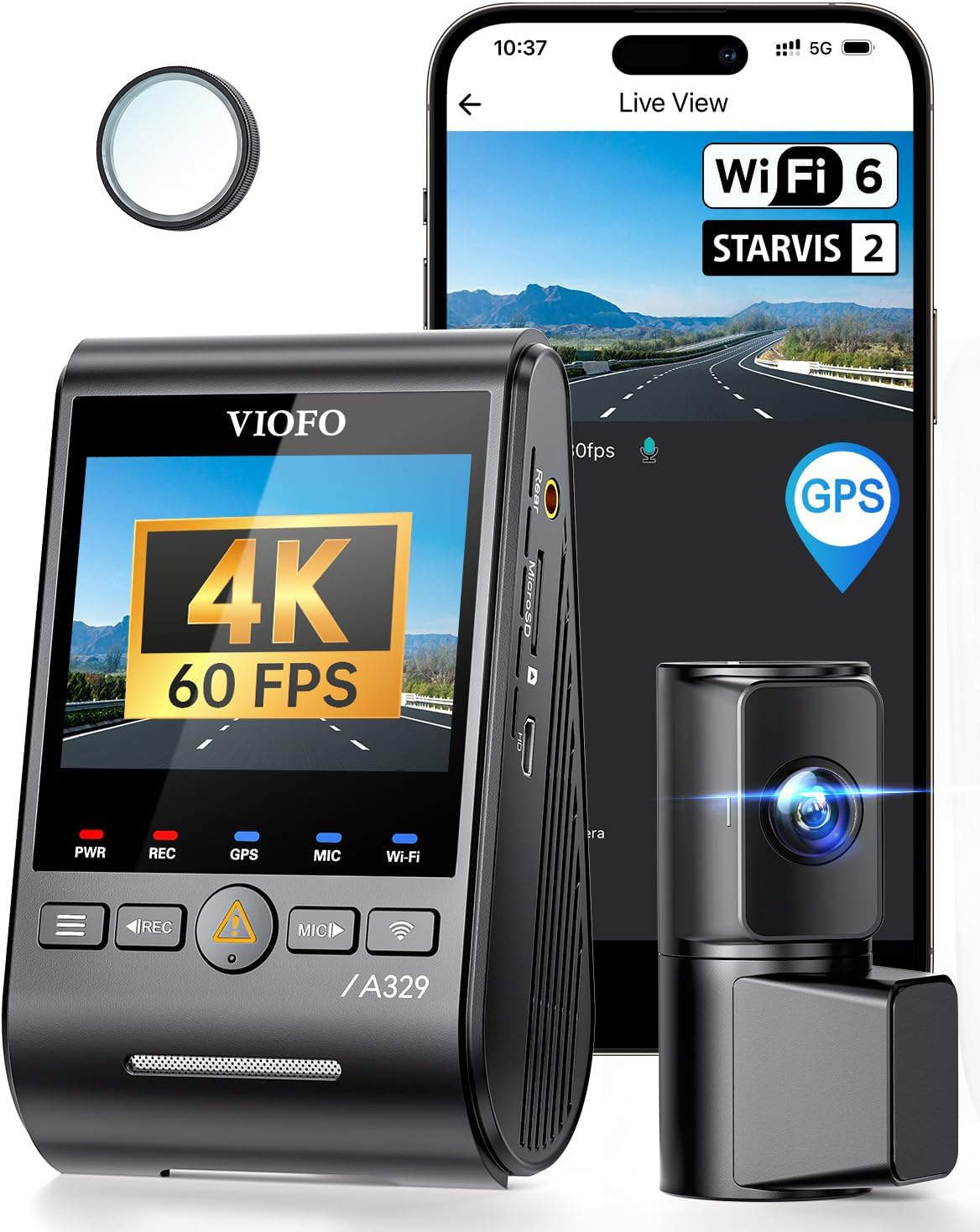 VIOFO A329 4K Dual Dash Cam - Wi-Fi App Control