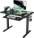 Height Adjustable Electric Standing Desk with Keyboard Tray - Smooth