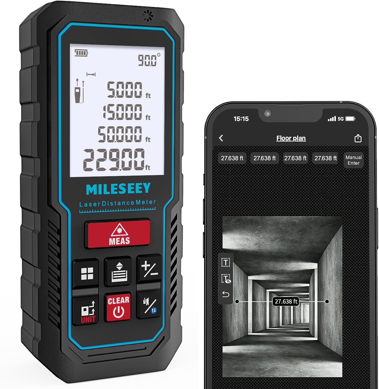 MILESEEY Laser Measurement Tool with Digital Angle Level and App
