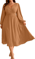 RWJ Plus Size Fall Wedding Guest Wrap V Neck Dress - Flattering Fit is