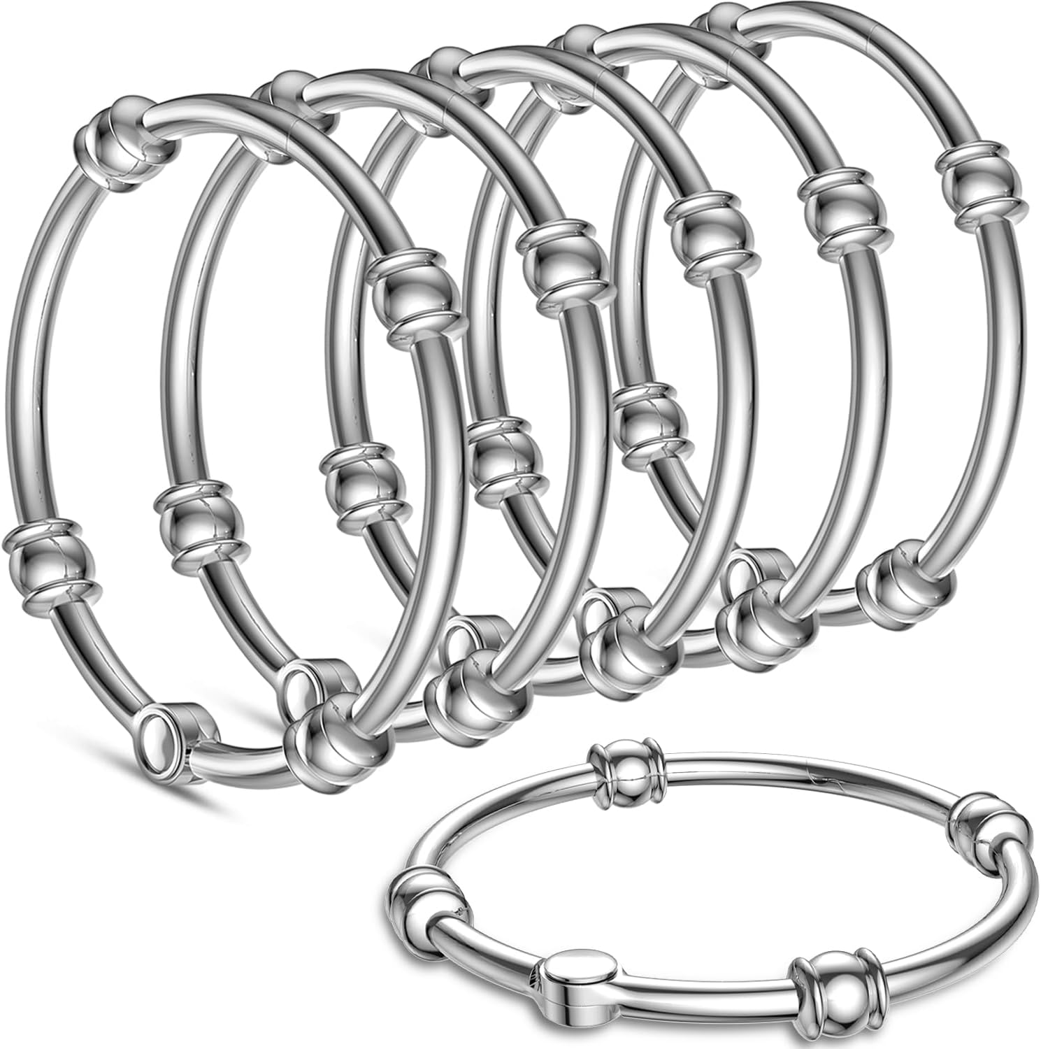 Rustproof Decorative Shower Rings - Set of 12, Chrome