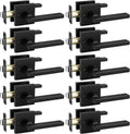 Black Interior Door Handles Matte Zinc Alloy Privacy Levers - 10 Pack