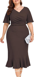 Plus Size Midi Bodycon Dress for Women - Flattering Ruched Mermaid