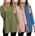 Women's Oversized 3/4 Sleeve T Shirts 3-Pack - Comfortable Fall Tees