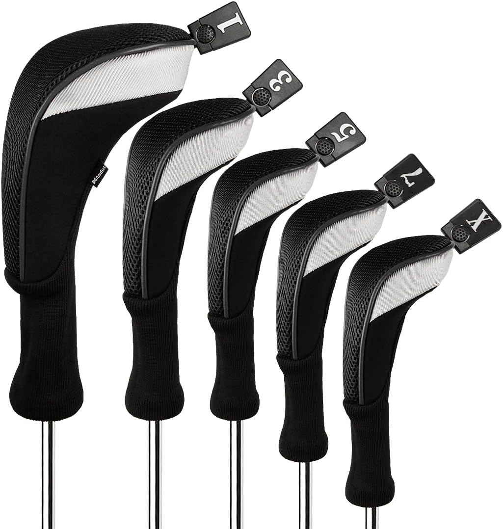 Andux 5pcs Set Mesh Golf Driver Fairway Wood Club Head Covers