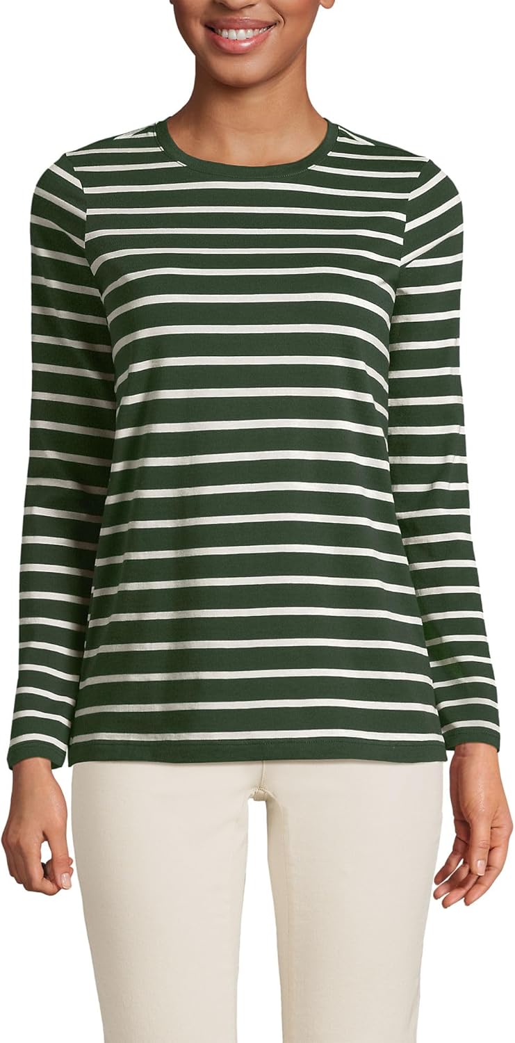 Relaxed Supima Cotton Long Sleeve Crew Neck T-Shirt for Women
