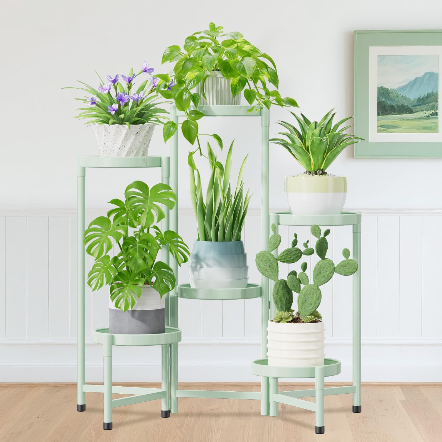 iDavosic.ly Plant Stand Indoor Outdoor, 6 Tier Metal Flower Rack