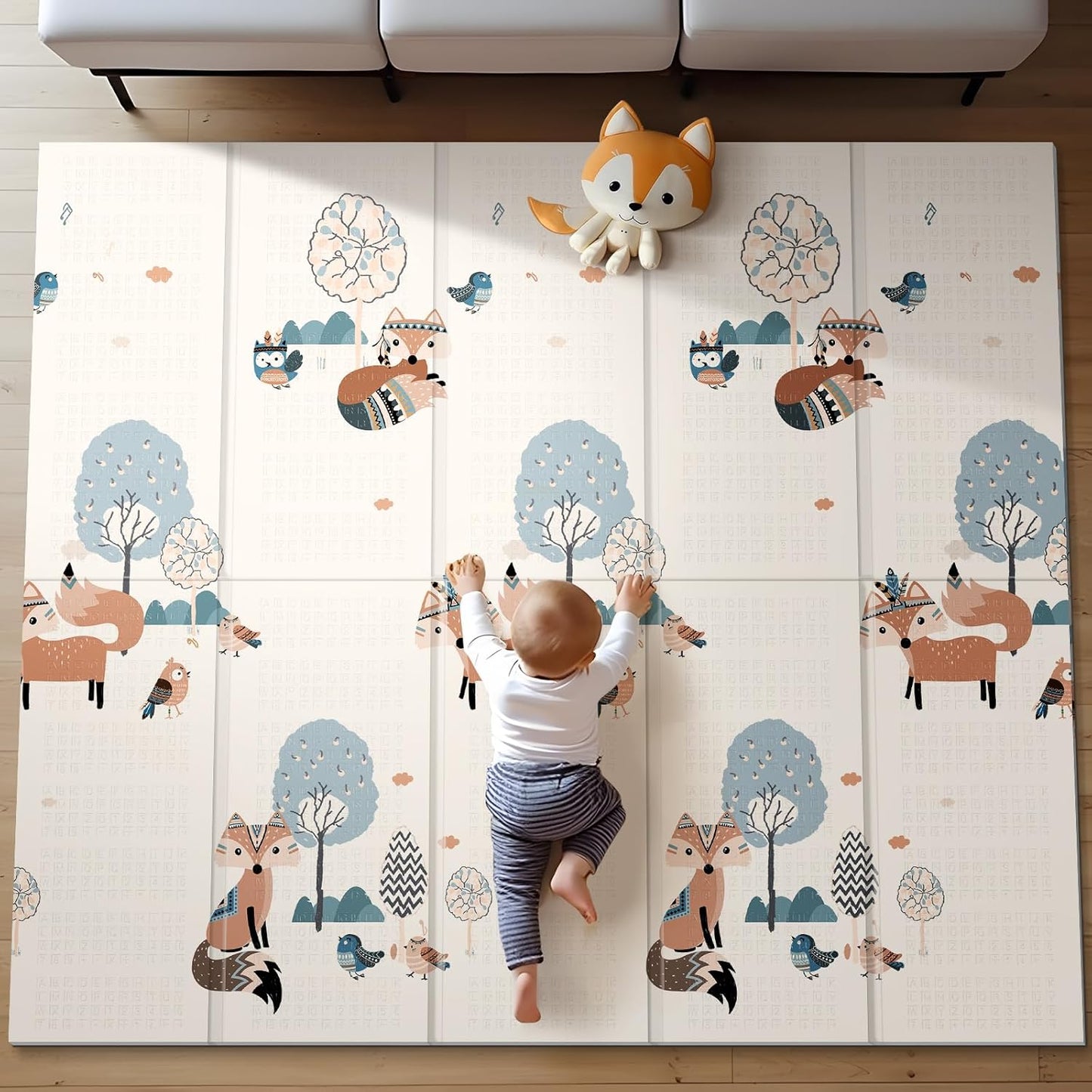 Reversible Baby Play Mat for Infants, Waterproof and Foldable