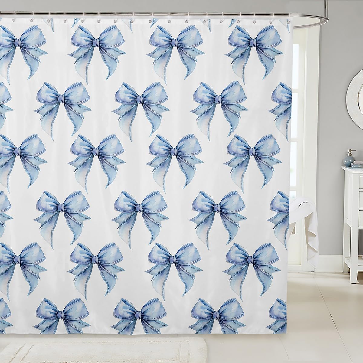 Watercolor Bow Fairy Princess Shower Curtain Set