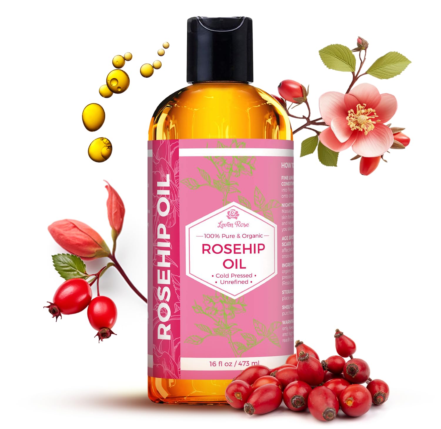 Leven Rose Rosehip Seed Oil for Face - Pure Hydration & Glow