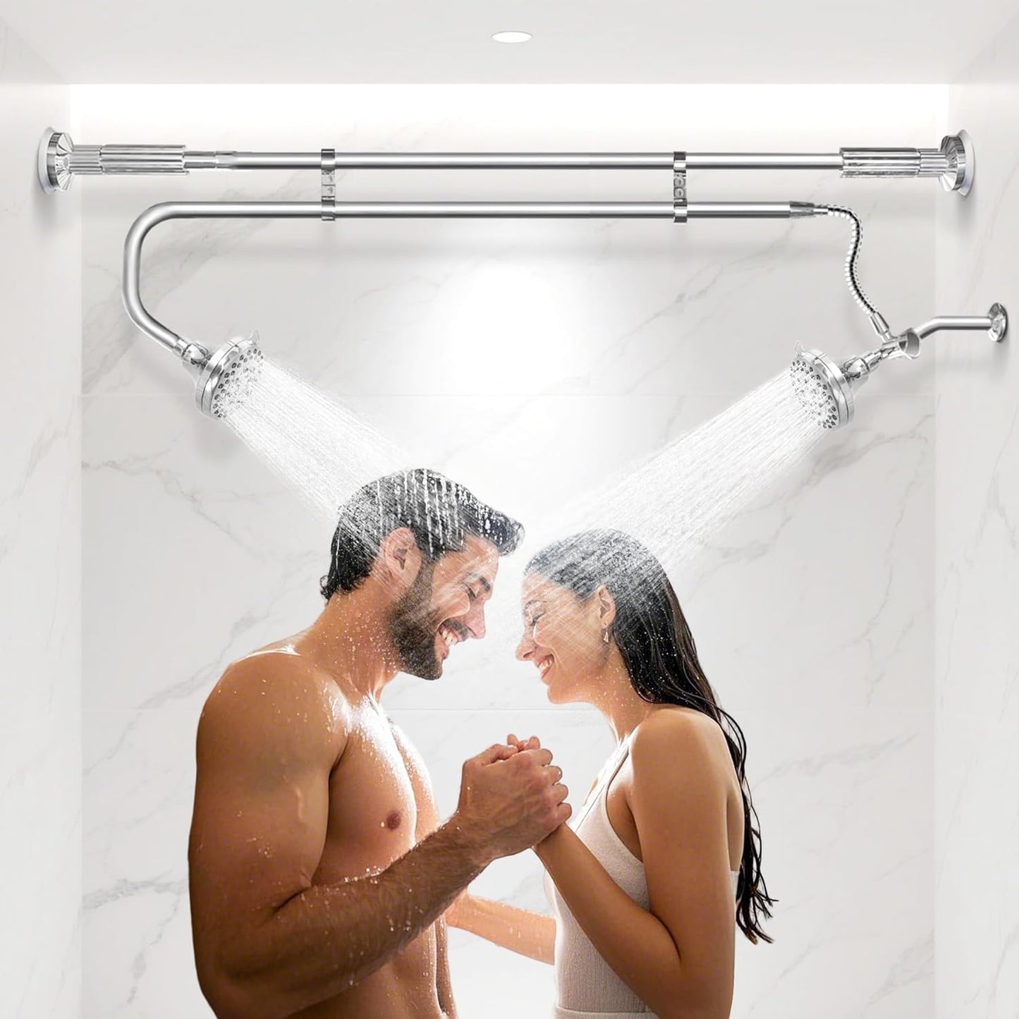 Tandem Shower Heads for Couples - High Pressure Dual System